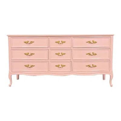 Pre-owned Henredon French Provincial Louis Xv Pink Lacquered Triple Dresser, Refinished