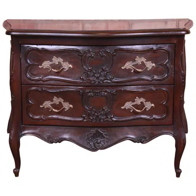 Pre-owned Henredon French Provincial Louis Xv Walnut Bombay Chest Or Commode In Brown