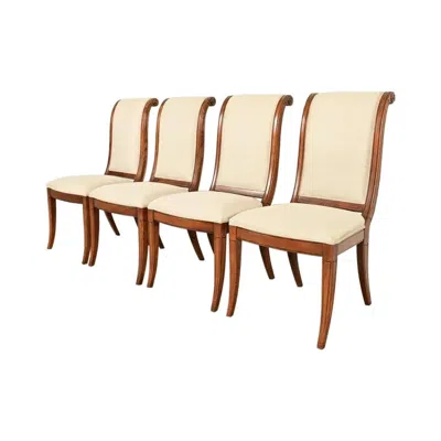 Pre-owned Henredon French Regency Louis Xvi Carved Oak Dining Chairs, Set Of Four In Brown