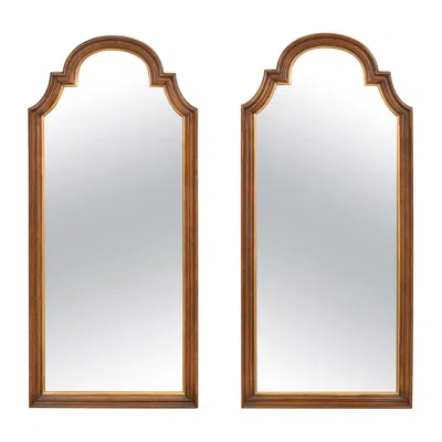 Pre-owned Henredon French Regency Louis Xvi Carved Walnut And Gold Gilt Tall Wall Mirrors In Gray