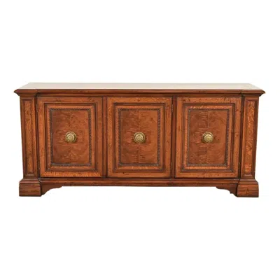 Pre-owned Henredon French Regency Louis Xvi Carved Walnut And Oak Sideboard Credenza In Brown