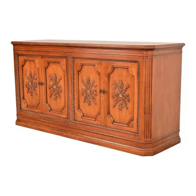 Pre-owned Henredon French Regency Louis Xvi Carved Walnut Sideboard Credenza, Circa 1960s In Brown