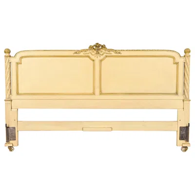 Pre-owned Henredon French Regency Louis Xvi Cream Lacquered King Size Headboard In White