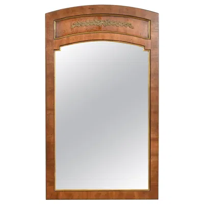 Pre-owned Henredon French Regency Louis Xvi Walnut And Brass Wall Mirror, Circa 1970s In Brown