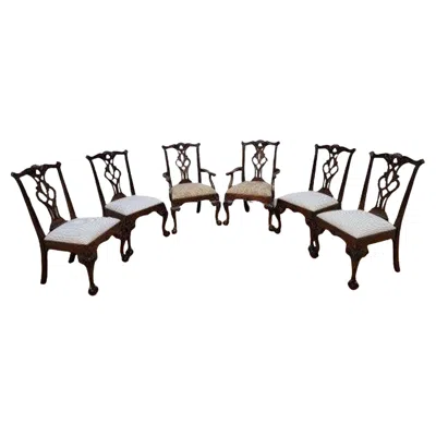 Pre-owned Henredon Furniture Mahogany Chippendale Ball And Claw Dining Chairs - Set Of 6 In Brown