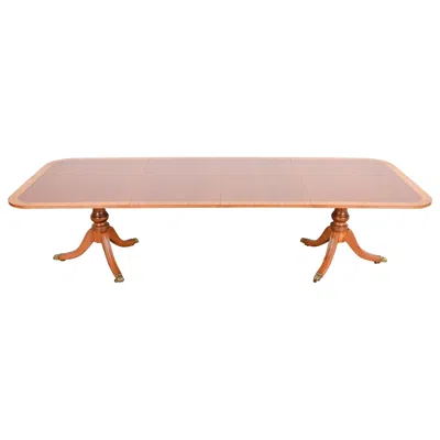 Pre-owned Henredon Georgian Banded Mahogany Double Pedestal Dining Table, Newly Refinished In Brown