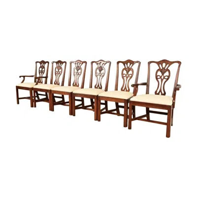 Pre-owned Henredon Georgian Carved Mahogany Dining Chairs, Set Of Six In Brown