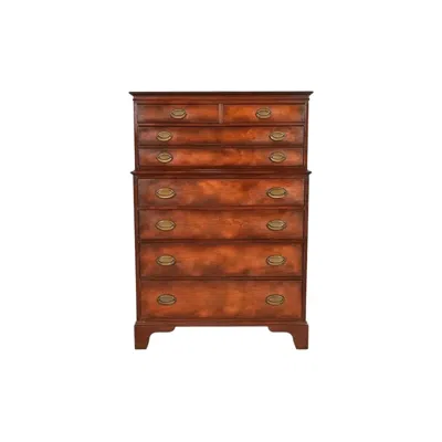 Pre-owned Henredon Georgian Flame Mahogany Highboy Dresser, Circa 1950s In Red