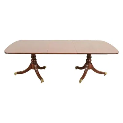 Pre-owned Henredon Georgian Mahogany Pedestal Extension Dining Table, Newly Refinished In Brown