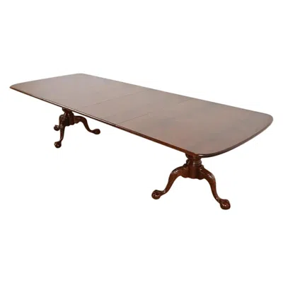 Pre-owned Henredon Georgian Mahogany Pedestal Extension Dining Table, Newly Refinished In Brown