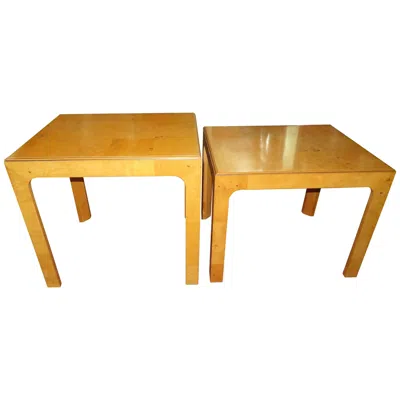 Pre-owned Henredon Handsome Pair Of  Scene Two Burled Olive Wood End Side Tables In Brown