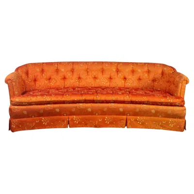Pre-owned Henredon Hollywood Regency Chinoiserie Sofa By  W/chinese Red Floral Brocade