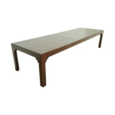 Pre-owned Henredon Hollywood Regency Oak Extension Dining Table, Newly Refinished In Brown