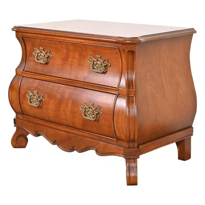 Pre-owned Henredon Italian Louis Xv Cherry Wood Bombay Form Commode Or Bedside Chest In Brown