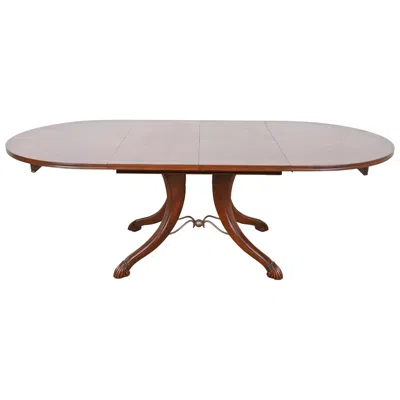 Pre-owned Henredon Italian Provincial Carved Cherry Wood Dining Table By Emanuel Morez, Refinished In Brown