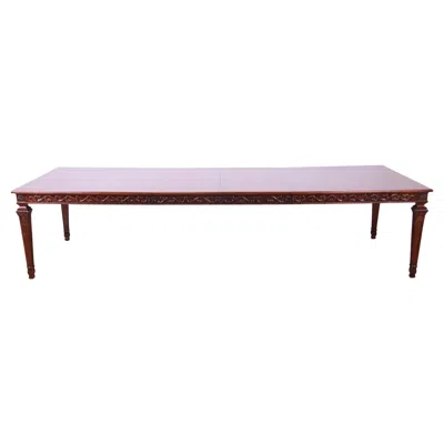 Pre-owned Henredon Italian Provincial Mahogany And Burl Wood Parquetry Top Dining Table In Brown