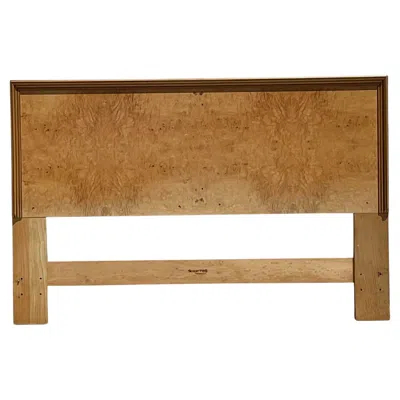 Pre-owned Henredon Late 20th Century Vintage Boho  Scene Two Burl Wood Queen Headboard In Brown