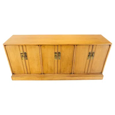 Pre-owned Henredon Light Walnut 3 Compartments 6 Doors Drawers Long Credenza Dresser C1970s Mint In Brown