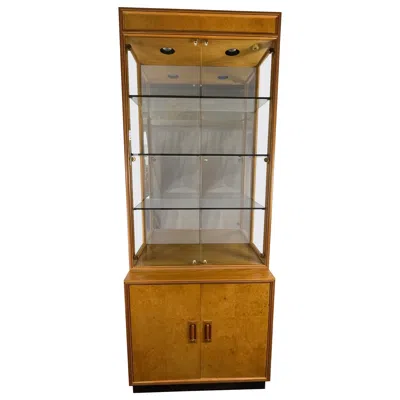 Pre-owned Henredon Lit Burlwood China Cabinet In Brown