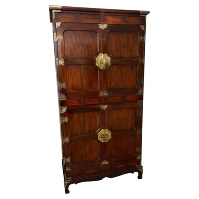 Pre-owned Henredon Mahogany Campaign Tansu Gentleman's Chest In Brown