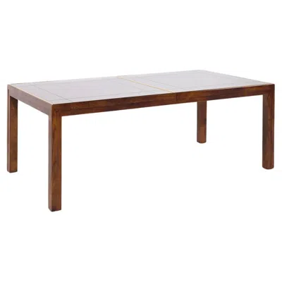Pre-owned Henredon Mcm Walnut And Mirrored Top Expanding Dining Table With 2 Leaves In Brown