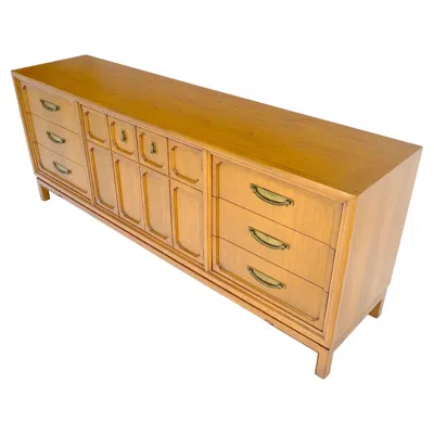 Pre-owned Henredon Mid Century 80” Long 9 Drawers Dresser Credenza Two Drawer Compartment Mint In Brown