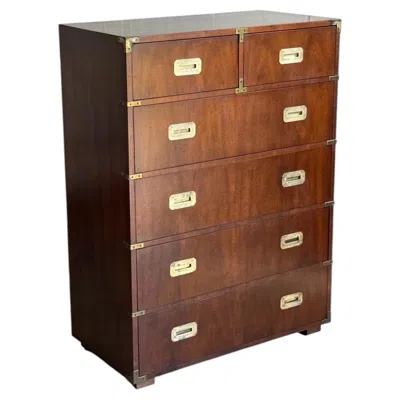 Pre-owned Henredon Mid-century Campaign Tall Boy By  In Brown