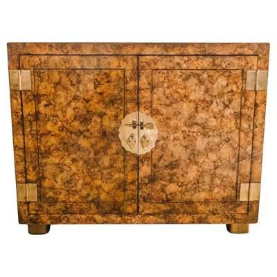 Pre-owned Henredon Mid-century  Faux Tortoise Cabinet In Brown
