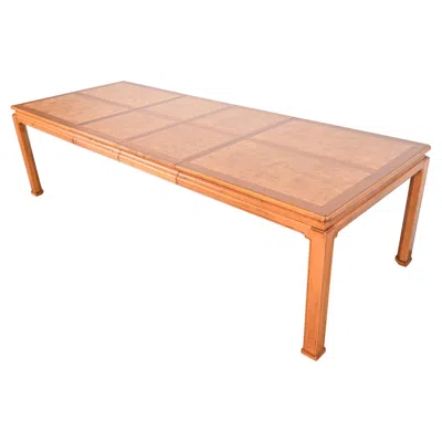 Pre-owned Henredon Mid-century Hollywood Regency Mahogany And Burl Wood Dining Table In Brown