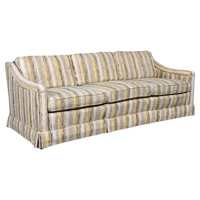 Pre-owned Henredon Mid-century Modern  Sofa Modified Lawson Style Yellow & Beige Striped