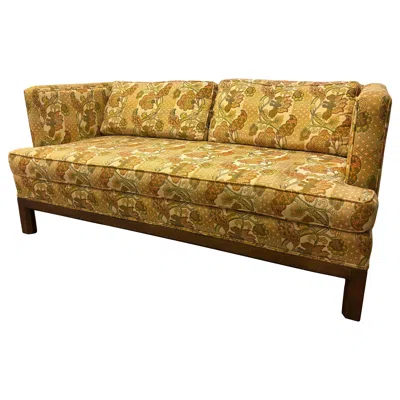 Pre-owned Henredon Mid-century Modern Loveseat By , Upholstered, Walnut Base, Usa In Brown