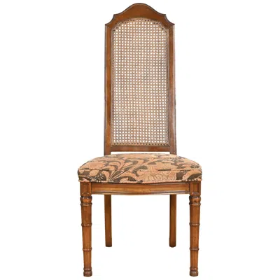 Pre-owned Henredon Mid-century Modern Walnut And Cane High Back Side Chair In Brown