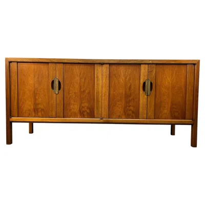 Pre-owned Henredon Mid-century Walnut And Brass Credenza By  In Brown