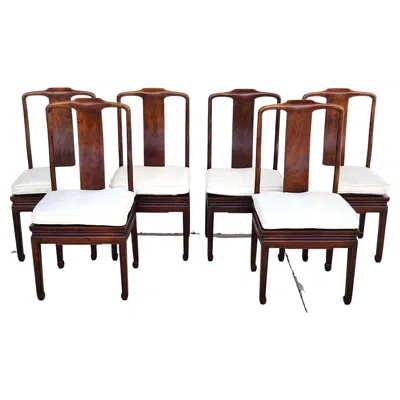 Pre-owned Henredon Ming Asian Dining Chairs 1950s In Brown