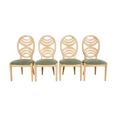Pre-owned Henredon Modern Art Deco Carved Oak Dining Chairs, Set Of Four In Brown