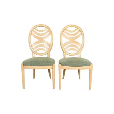 Pre-owned Henredon Modern Art Deco Carved Oak Side Chairs Or Dining Chairs, Pair In Brown
