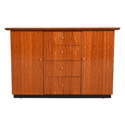 Pre-owned Henredon Modern French Empire Bar Cabinet In Exotic Brazilian Daniella Wood In Brown