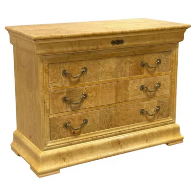 Pre-owned Henredon Modern Neoclassical Style Patchwork Burl Chest / Commode By  In Brown
