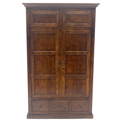Pre-owned Henredon Oak Linen Press Cupboard Chest Of Drawers Armoire Lots Of Storage Mint In Brown