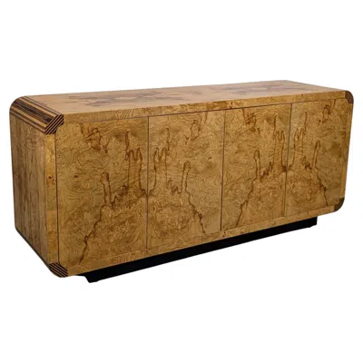 Pre-owned Henredon Olive Ash Burlwood Credenza By , Scene Two In Brown