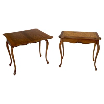 Pre-owned Henredon Pair Of Baker Burl Wood Flip Top Convertible Console Table To Game Dining Tables In Brown