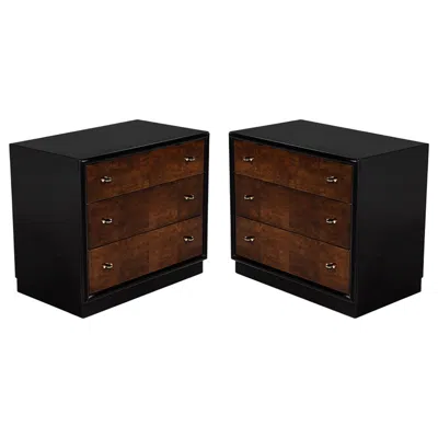 Pre-owned Henredon Pair Of Walnut Chest Of Drawers By  In High Gloss Finish In Brown