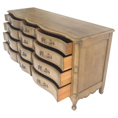 Pre-owned Henredon Pickled Solid Cherry Country French 12 Drawers 6' Long Dresser Credenza Mint! In Brown