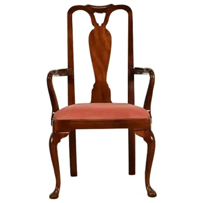 Pre-owned Henredon Queen Anne Solid Mahogany Armchair Or Dining Captain Chair In Brown