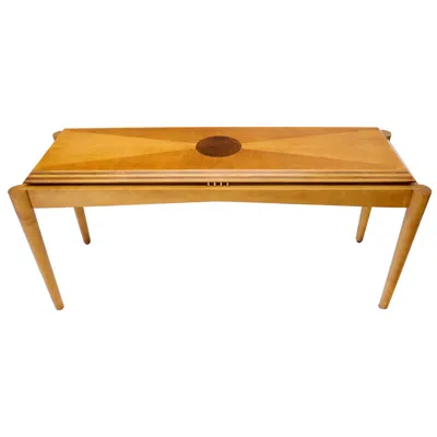 Pre-owned Henredon Satin And Burl Wood Console Table In Brown