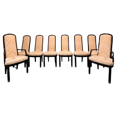 Pre-owned Henredon Scene 3 Lacquer Dining Chairs Set Of 8 In Orange