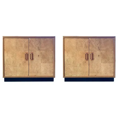 Pre-owned Henredon Scene Two Cabinets, Olive Burl Wood, Post-modern Design, 1986 In Brown