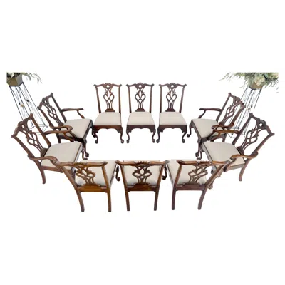 Pre-owned Henredon Set Of 10 Mahogany Ball & Claw Chippendale Style Dining Chairs Mint! In Brown