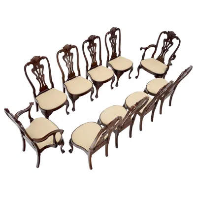 Pre-owned Henredon Set Of 10 New Linen Upholstery Walnut Dining Chairs By  Mint In Brown