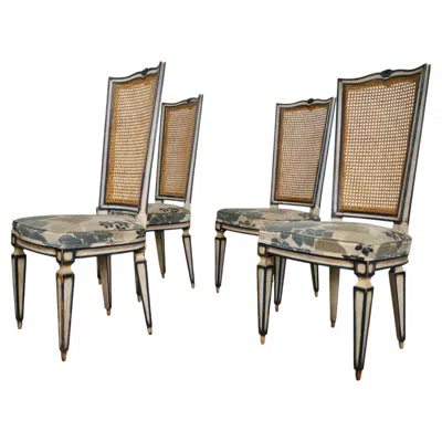 Pre-owned Henredon Set Of 4 1960's Hollywood Regency Italian Style Dining Chairs By Karges In Brown